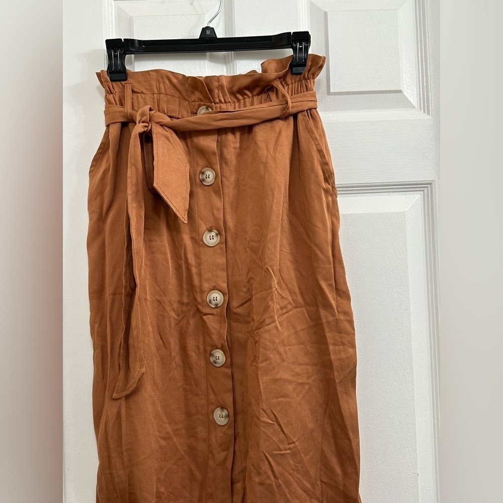Entro Rust Midi Skirt With Button Detail - image 5